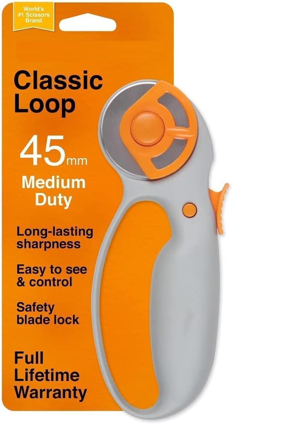 Roxbury 45mm Classic Loop Rotary Cutter Squeeze Handle with Safety Lock Comfort Rotary Cutter Ergonomic Design Fabric Handle Loop Cutter Precise Cutting Ideal for Sewing Fabric Leather Quilting (1pcs) 2