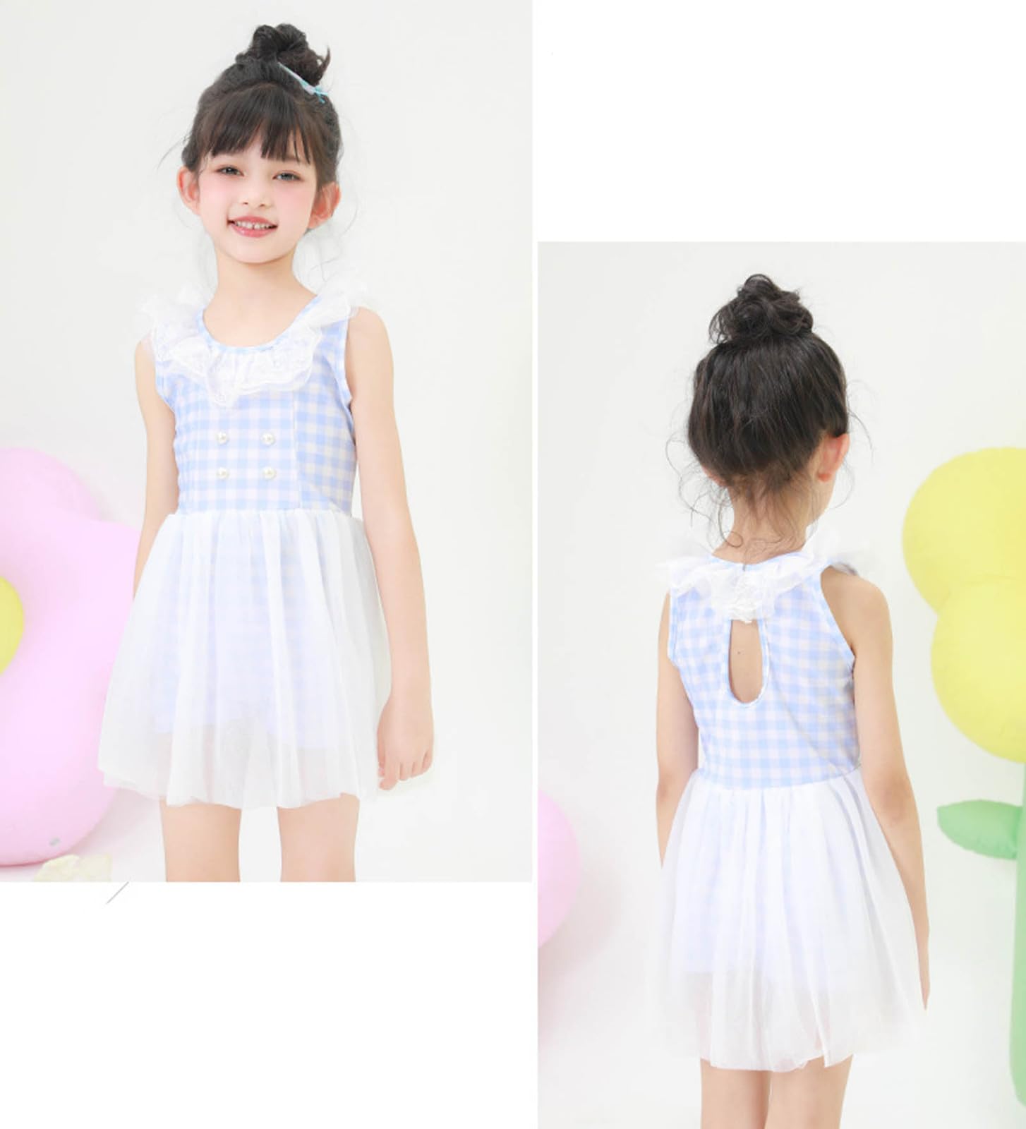 Bañador Tankini de dos piezas para niñas con bonito estampado floral, bañador Rashguard para verano y playa para niños pequeños