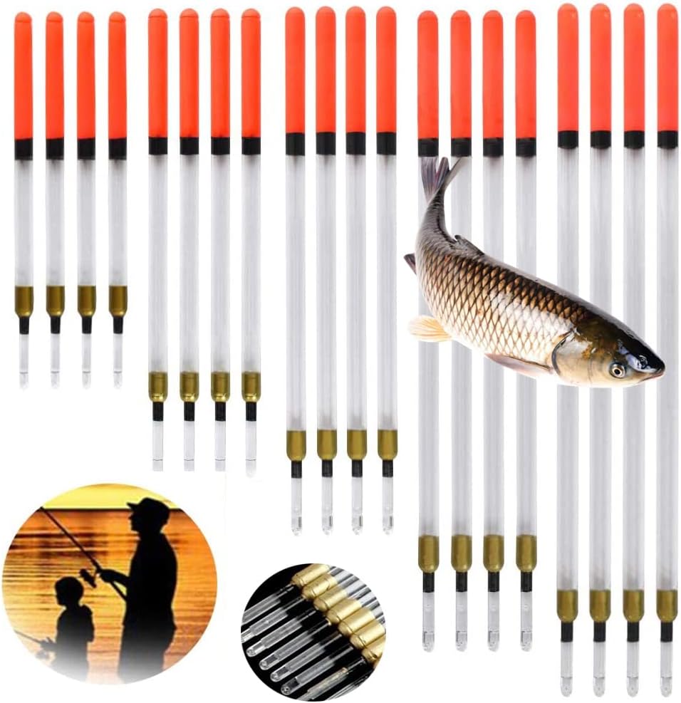 Lanfly Fishing Floats Fishing Tackle Wagglers Clear Waggler Floats Straight Insert Fishing Transparent Pipe Drift Loaded Coarse Tube Match Pleasure Lake Thin Thick Tips for Fishing Supplies, 5 Size