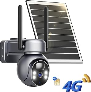 LIWAN 4G LTE Cellular Security Camera Wireless Outdoor, Solar Powered, No WiFi Security Camera, PIR Motion Detection, 2K 360° Color Night Vision, 2 Way Talk, Built-in SIM Card, 1 Pack asin的图片
