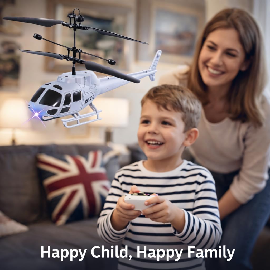 KIDZYMON® RC Helicopter with Upgraded Gravity Vacant 4.0 Sensing, 27 MHz, Only Up and Down Flying (No Left-Right Turning), Chargeble, 3D Lighting, Safety Sensor, Kids Age 5+ Years (Millitary Gray) 1