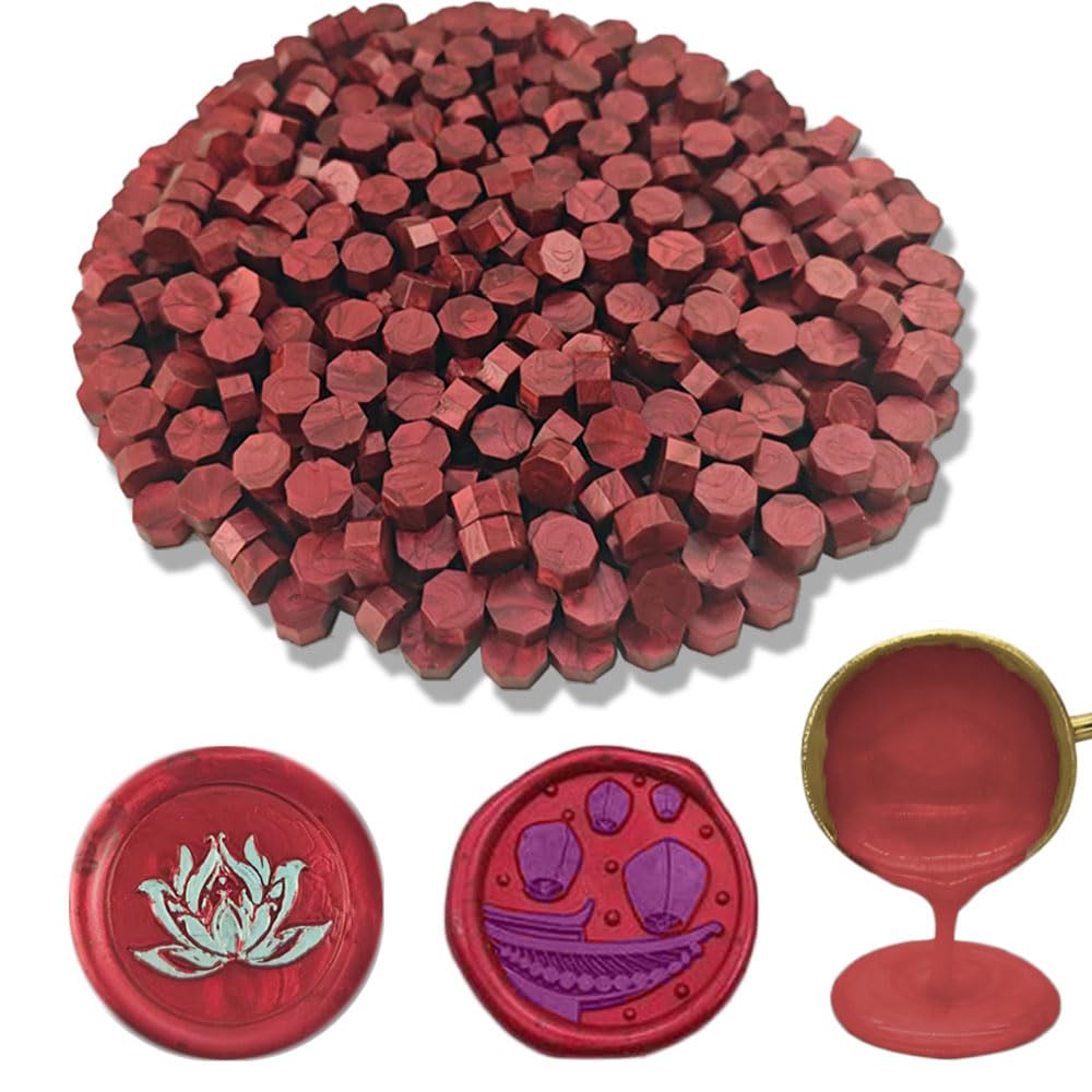 Ioggser 560 PCS Octagon Sealing Wax Beads for Stamps, Wax Seals for Wedding & Party Invitations (Flame Red)