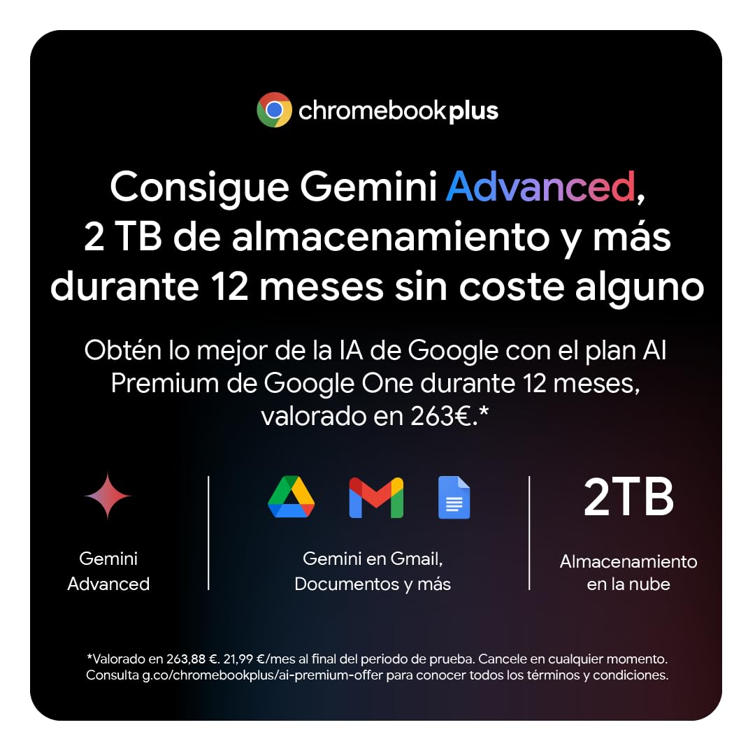 Acer Chromebook Plus 514 CB514-3H - Ordenador Portátil con Google IA 14" WUXGA IPS (AMD Ryzen 3 7320C, 8GB RAM, 128GB SSD, AMD Radeon Graphics, ChromeOS) Plata, Teclado QWERTY español