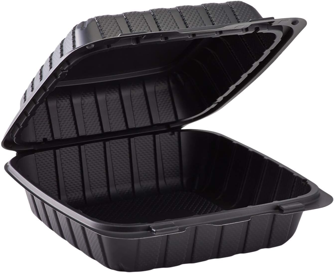 KARAT EARTHKE-HC88MFPP-1CB 8 inches x 8 inches Mineral Filled PP Hinged Container, 1 compartment - Black