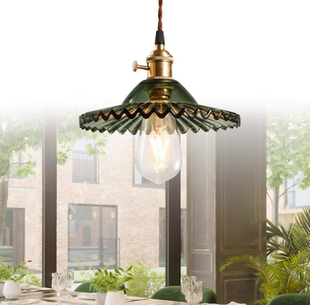 Chrasy E27 Vintage Lampade a Sospensione in Lampada a Soffitto in Vetro Industriale Vetro Plafoniera Retrò Lampade a Sospensione Lampadario per Sala Bar Ristorante Ufficio Retro(Verde)