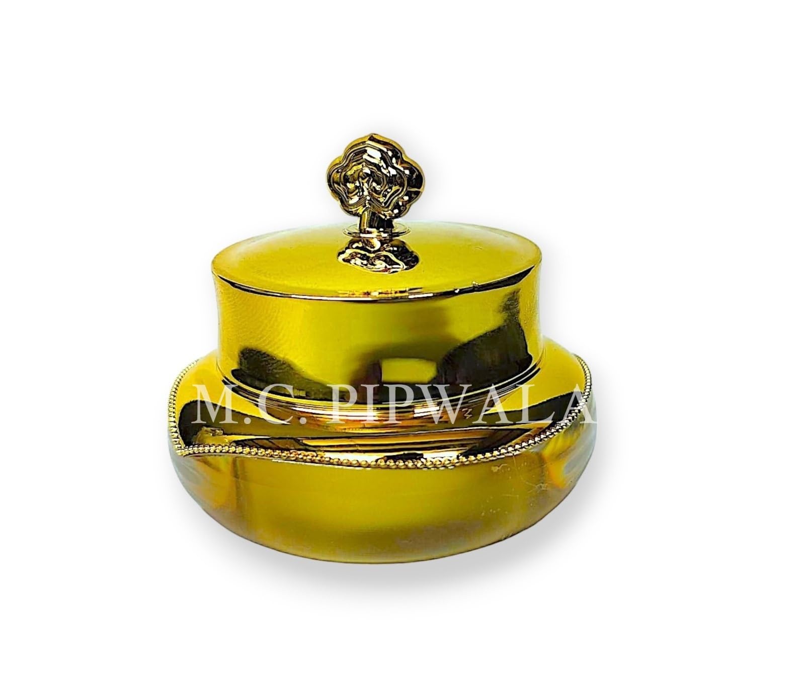 M.C. PIPWALA 15gm Empty Golden Metalized Diya Shape Acrylic jar for cosmetic use (4 pcs)-image-26
