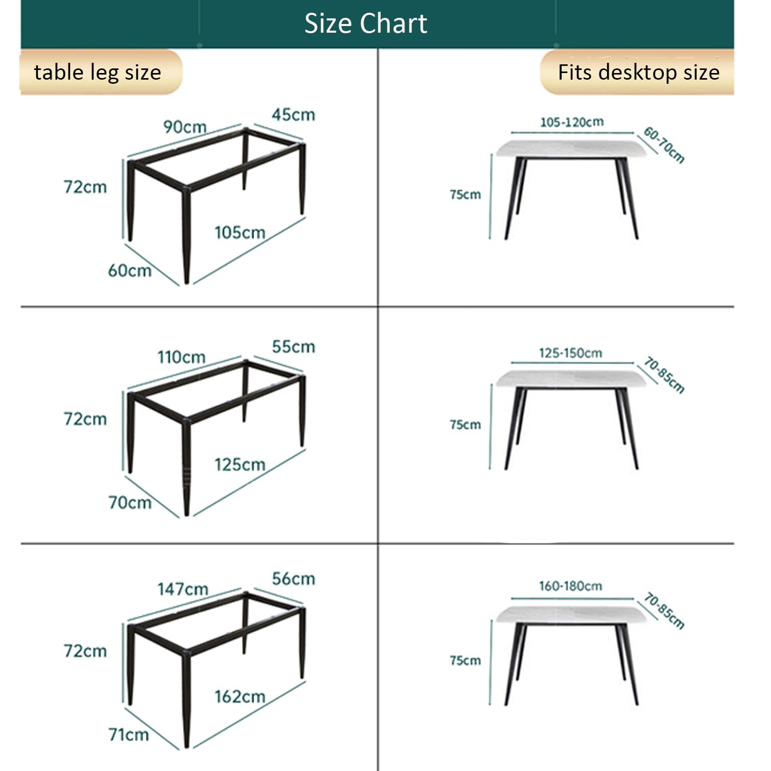 Struttura da Scrivania Moderno,Gambe da Tavolo in Metallo Industriale con Ventose,Base di Supporto per Marmo,Vetro,Piano in Legno,per Casa,Cucina,Piedini Tavolo da Pranzo (162x71x72cm,Black)