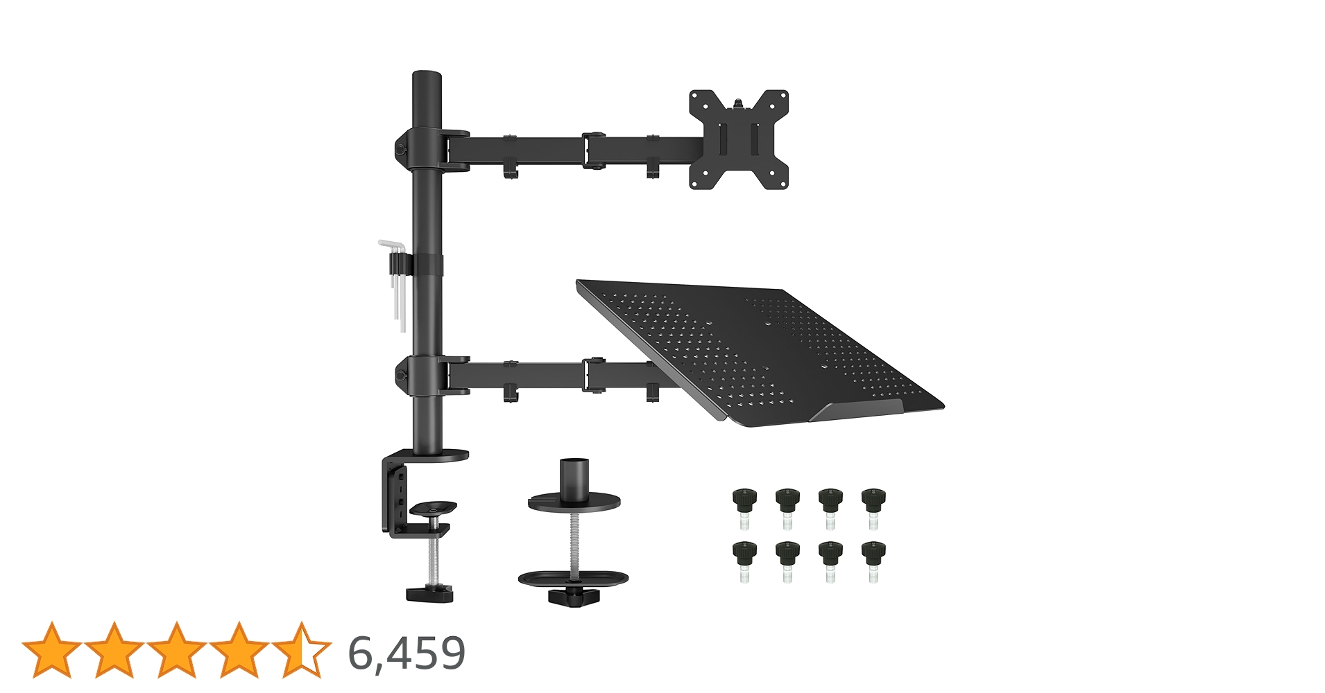 BONTEC Monitor Arm with Laptop Tray, Laptop Desk Mount for 13-27 Inch Screen and 17 Inch, Height Adjustable Full Motion VESA Mount, Tilt Swivel 360° Rotation, Cable Management Included BONTEC Monitor Arm with Laptop Tray, Laptop Desk Mount for 13-27 Inch Screen and 17 Inch, Height Adjustable Full Motion VESA Mount, Tilt Swivel 360° Rotation, Cable Management Included
