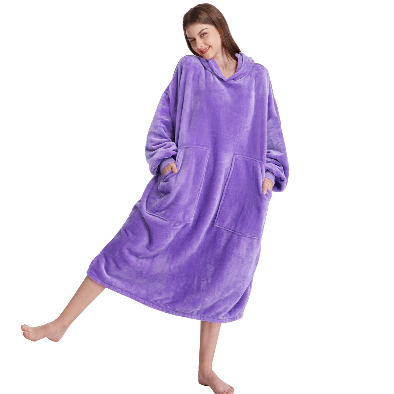 Kipswiza Blanket Hoodie - Wearable Blankets Oversized Cozy Flannel Sweatshirt Blanket as Gifts for Adult Women Men