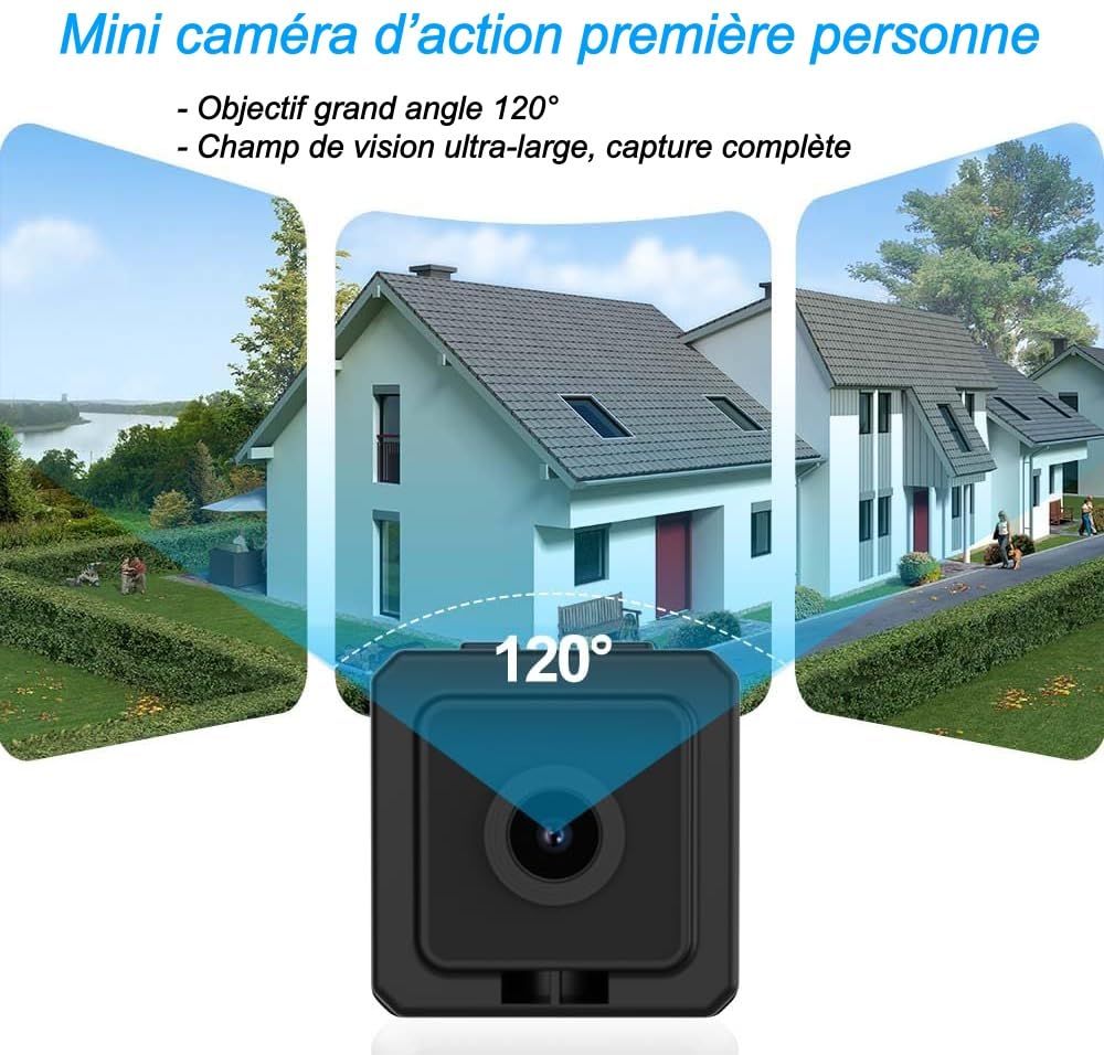 Caméra Magnétique Portable pour Animaux HD 1080p 120° APP Enregistrement Cyclique