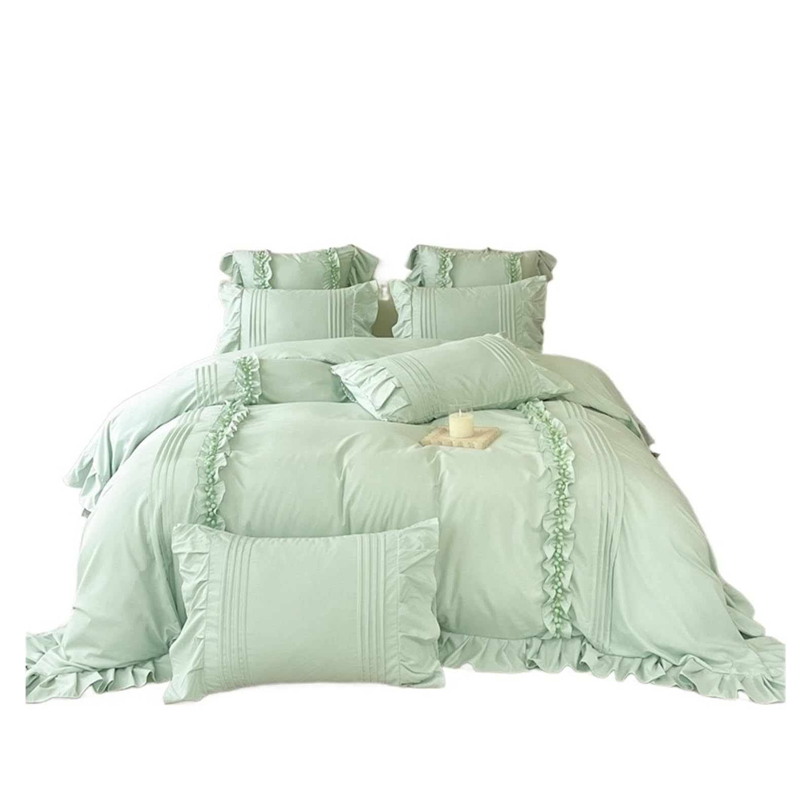 Housse de couette à volants haut de gamme avec dentelle élégante pour lit chic