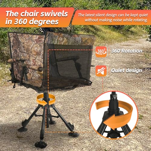 FUNHORUN Hunting Chair with Removable Camo Cover, Swivel Ground Blind Seat by FUNHORUN - Used condition - Image 3