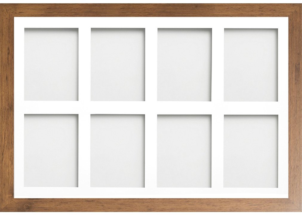 Frame Company Watson Rustic Multi-Aperture Photo Frame with Mount, 30x20 for 8x6 (x8) * Choice of Frame Colour and Mount Design* NEW