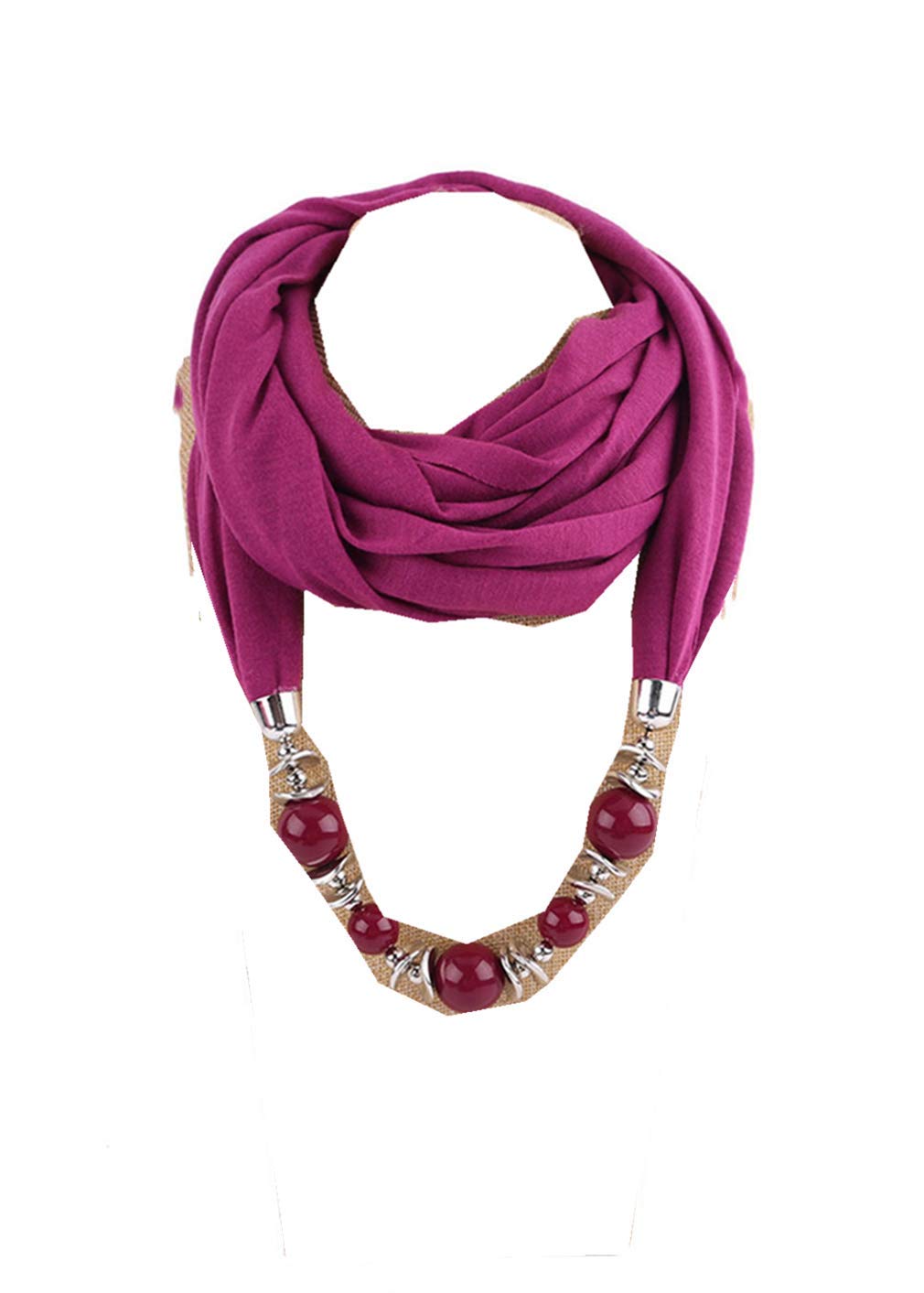Ulalaza Women's Style-23 Scarf Bead Pendant Scarf Charm Ethnic Style Infinity Scarves Scarf Necklace