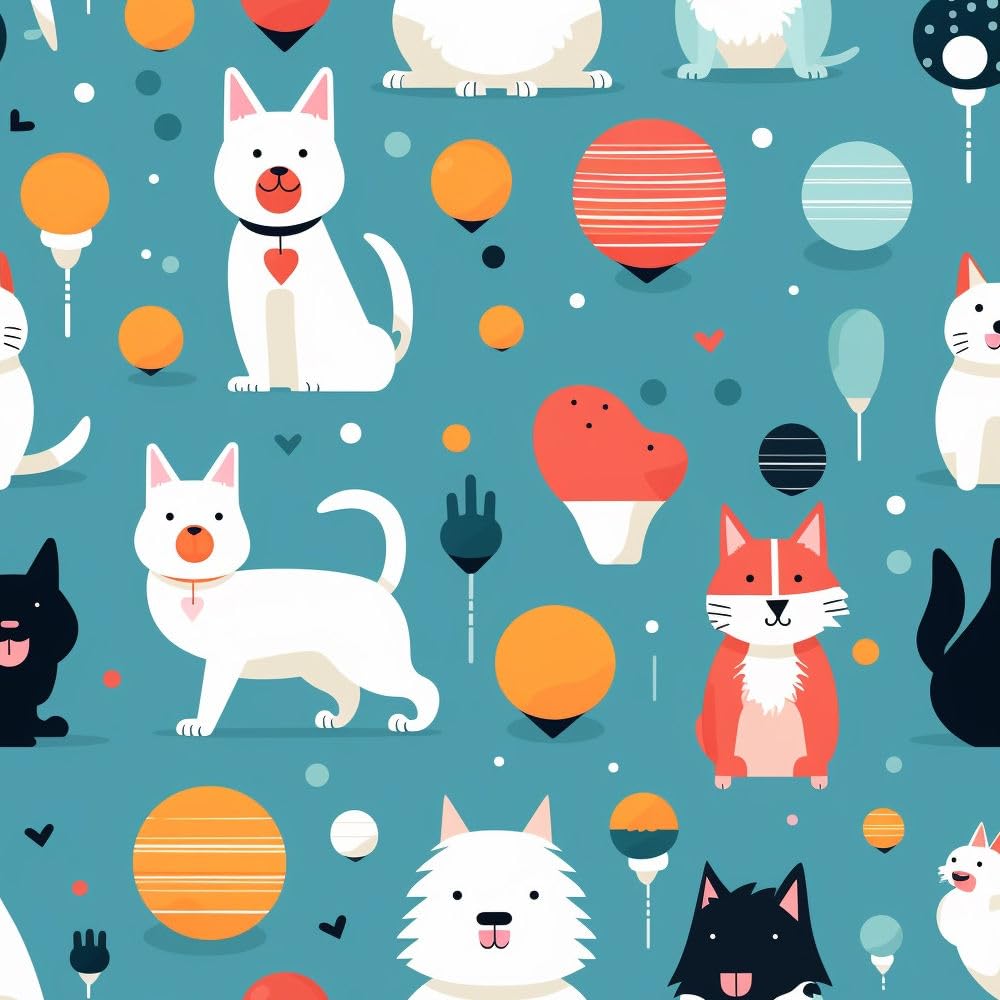 Papier peint graphique animaux mignons style art déco repositionnable