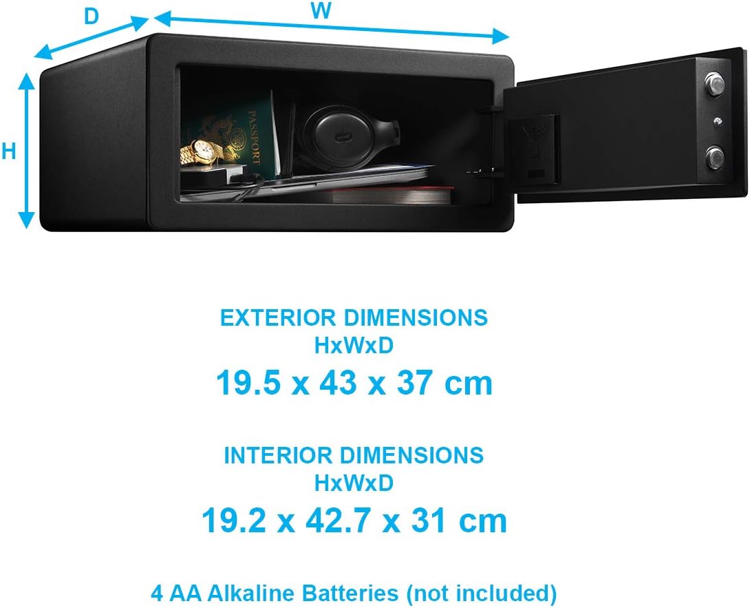 New Deal Master Lock LX110BEURHRO Biometric Security Safe for Valuables, Black, 19,5 x 43 x 37 cm