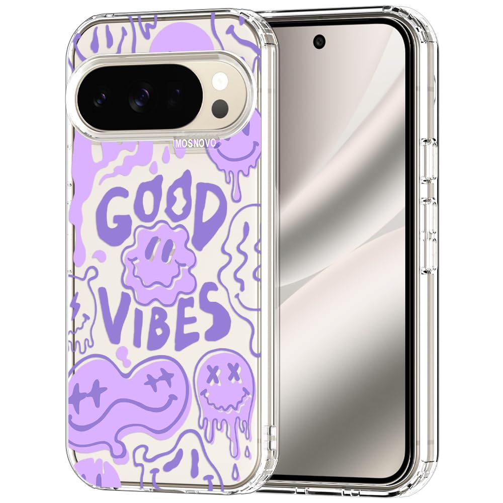 MOSNOVO Case for Google Pixel 9 & Pixel 9 Pro, [Buffertech 6.6ft Military-Grade Drop Protection] [Anti Peel Off Tech] Clear TPU Bumper Phone Case Cover Design - Great Wave — view 83