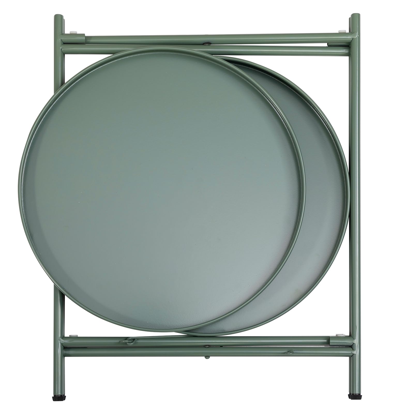 HollyHOME Tavolino Rotondo Piccolo Tavolino Salotto Metallo Tavolino Basso 2 Ripiani Comodino Camera da Letto Tavolino da Divano per Soggiorno Balcone Patio, Verde