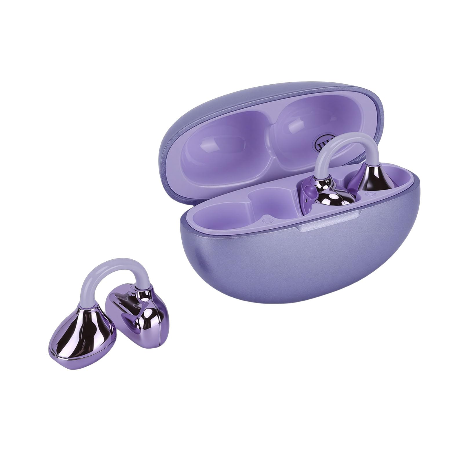 clamp on earbuds, open back wireless bluetooth 5.49 headphone with mic 80h play enc noise cancellation ipx5 for sports fitness (purple)
