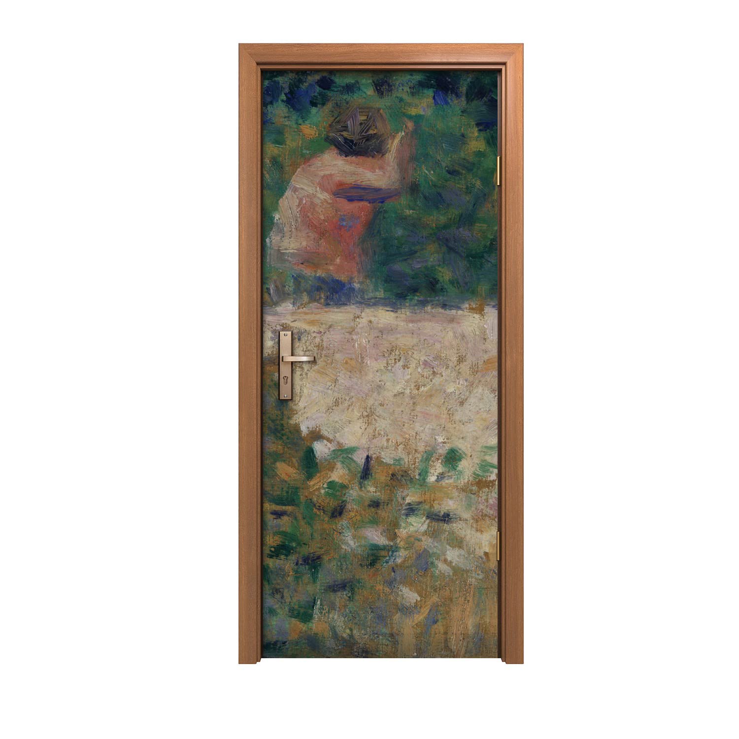 Autocollant de porte salon 80x200cm decoration murale d'interieur motif pierres seurat