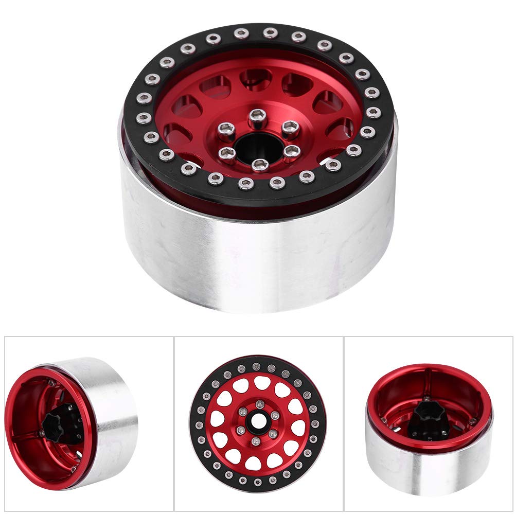 Buje de llanta de rueda RC, mecanizado CNC, aleación de aluminio, duradero, ligero, alto rendimiento, fácil instalación, acabado anodizado para TRX4, SCX10, 90046, KM2, Wraith (cubo de rueda rojo con