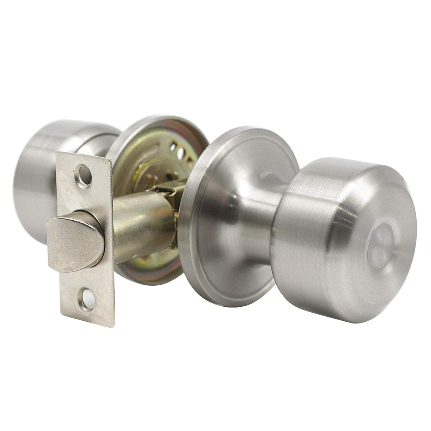 Passage Unlocking Door Knob for Hallway or Closet, Durable Satin Nickel