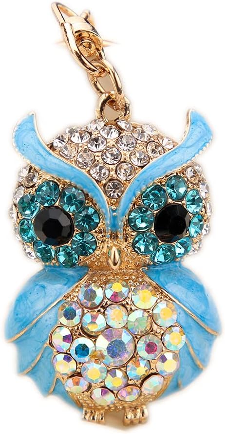 Cute Owl Rhinestone Keychain for Women Animal Key Chain Ring Charms for Purses