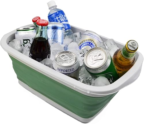 Miniatura 5 de SAMMART 10L (2.6 galones) - Tina plegable para platos plegable, lavabo de lavado portátil, ahorro de espacio de plástico (grisverde marino oscuro, 1)