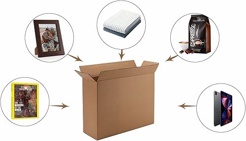 Miniatura 50 de CRUGLA Cajas de envío de 9 x 6 x 4 para pequeñas empresas, caja de embalaje de cartón corrugado, 25 paquetes Marrón,Blanco