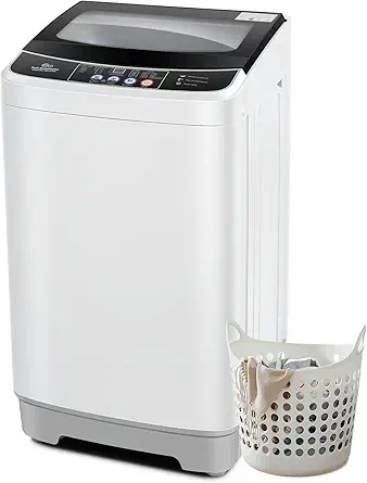 Nictemaw Portable Washing Machine 17.8Lbs 2.4 Cu.ft Full Automatic Washer Machine with 10 Programs and 8 Water Levels Small Washing Machine for Apartment, Rv, Home, Glass Cover
