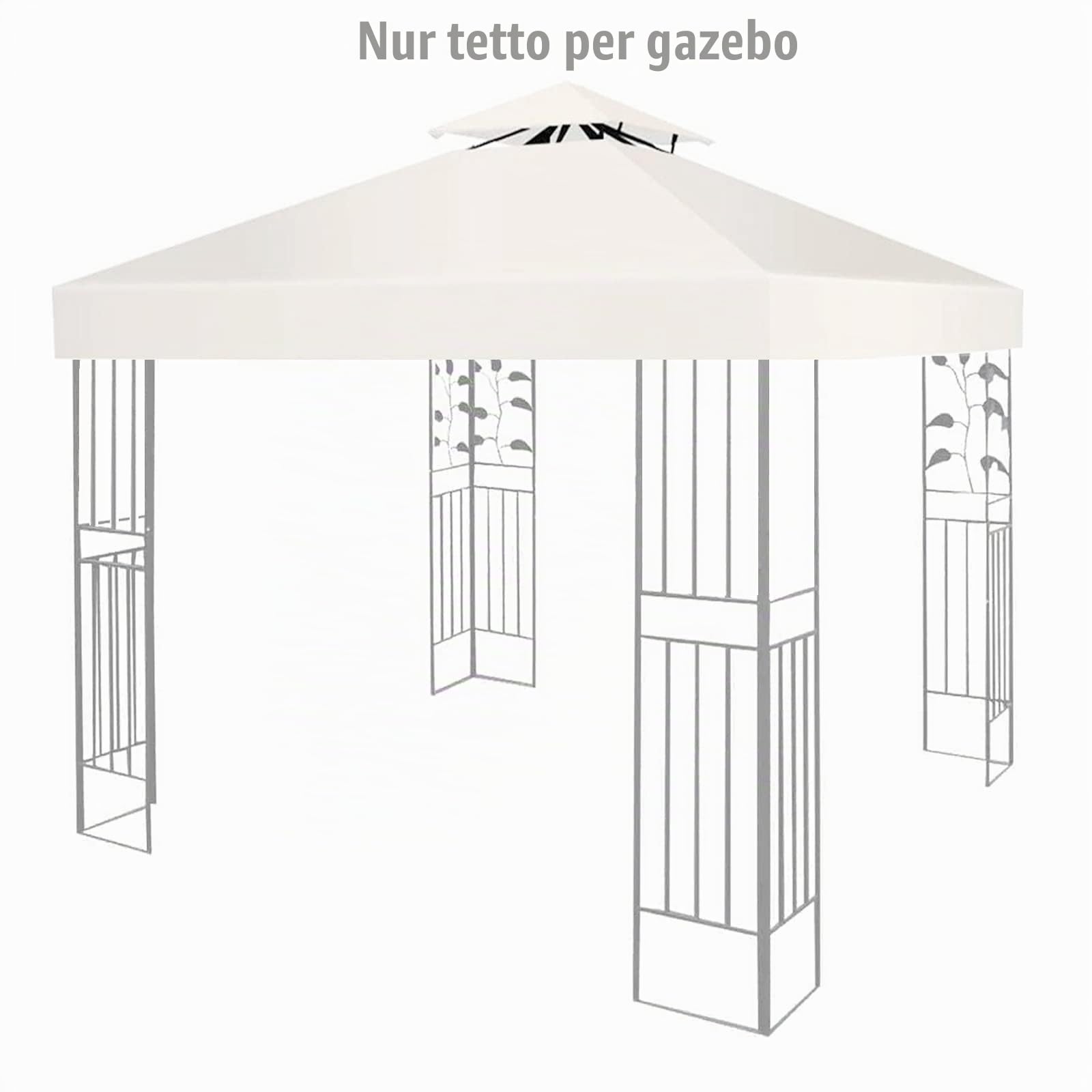 Gazebo di ricambio, 3 x 3 m, impermeabile, stabile, resistente all'inverno, 160 g/m², Crema, doppio tetto da giardino, gazebo pieghevole, per feste, copertura superiore a due livelli