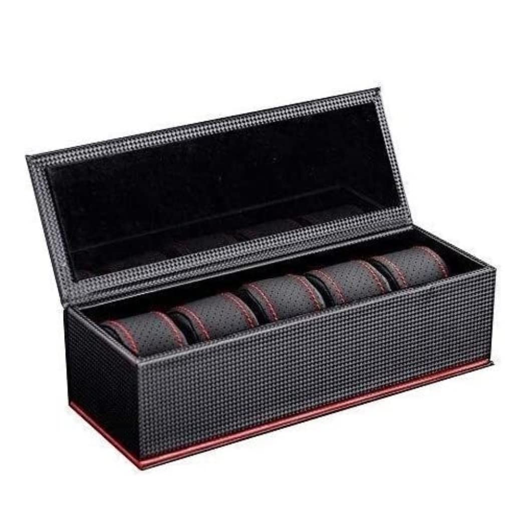 ANVLOJRIH KYUSAR Watch Box Storage Box Watch Box Carbon Fiber Men And Women 5 Slot Jewelry Bracelet Display Watch Case Watch Holder (Blue : A)