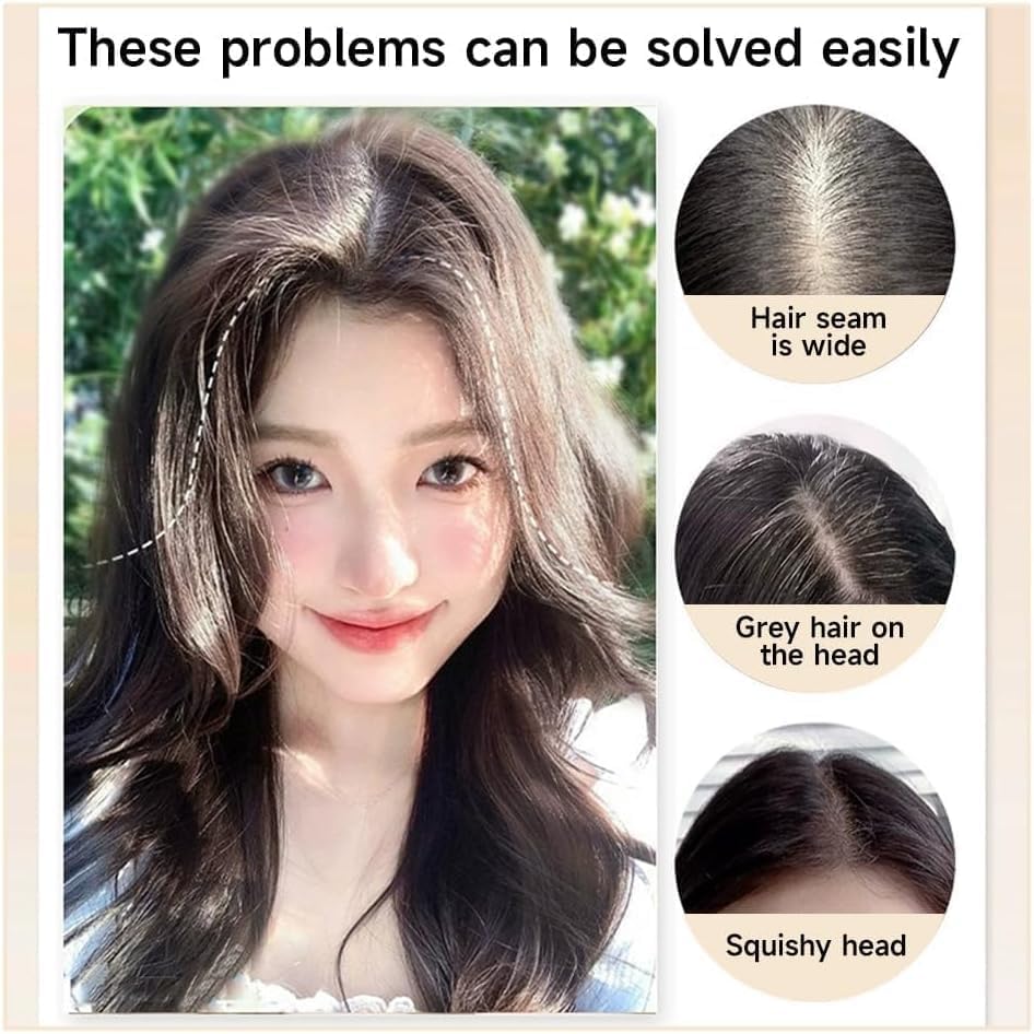 Topper Middle Side Part Hair, Hairs Toppers for Women Hair No Bangs (Light Brown) - Image 4