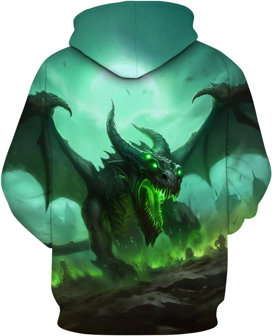 LAOLIUSN Men's Dragon Hoodie - Fantasy Theme, Animal Graphic Sweatshirt - Image 2