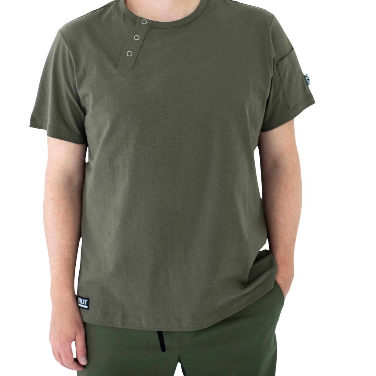 tilit Work Henley Tee (Olive, Medium) | Premium Work Henley, Unisex Work Shirt for Men and Women | Quality Design and Functionality