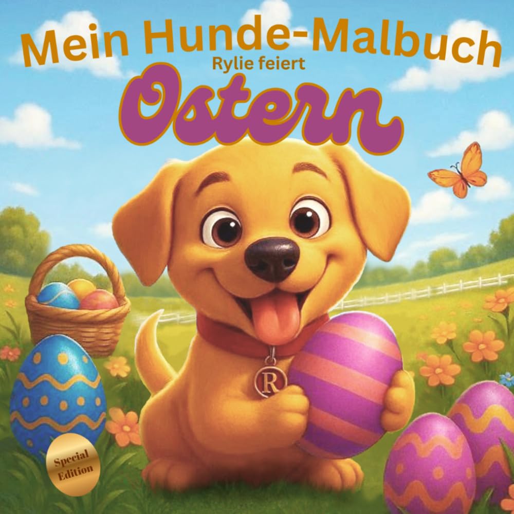 Mein Hunde-Malbuch – Rylie feiert Ostern: 25 liebevolle Ostermotive für Kinder ab 3 Jahren – fröhlicher Ausmalspaß mit Hund Rylie, fördert Kreativität ... ideales Ostergeschenk (Rylies Welt)