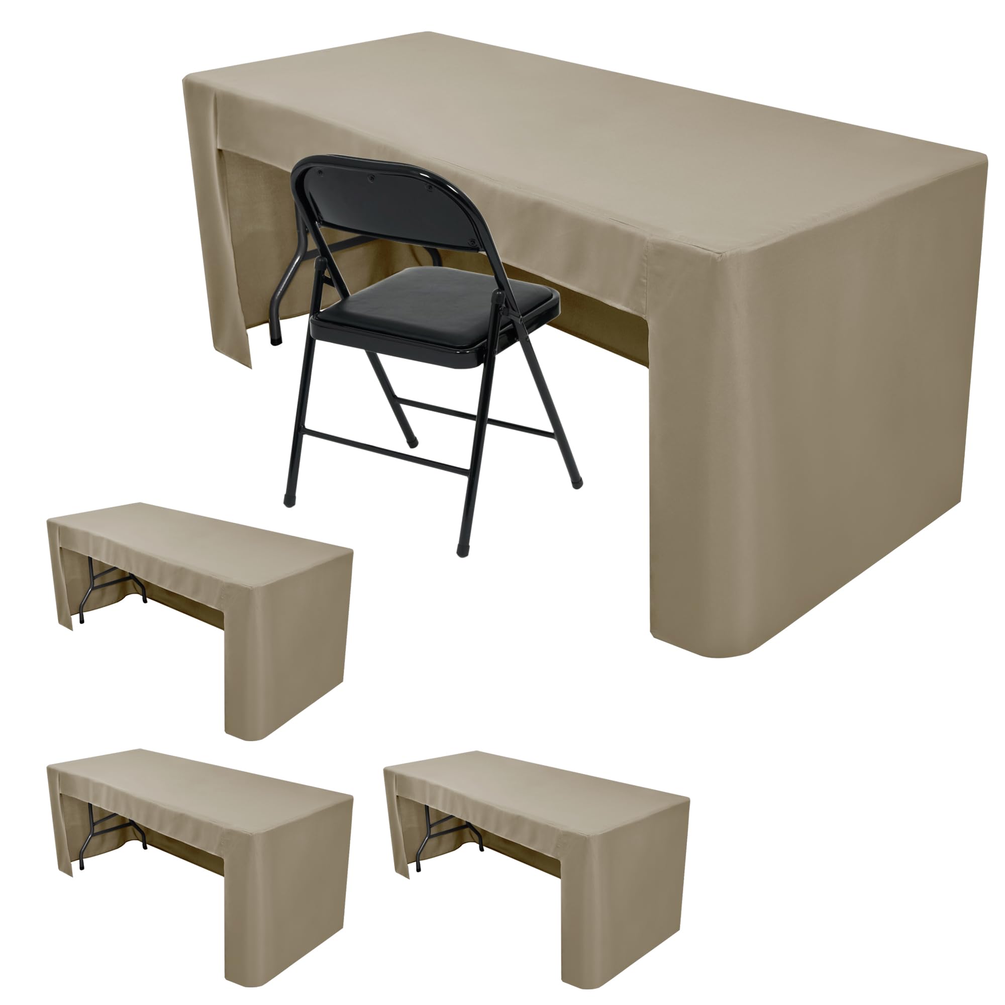 HolidayIdeas Open Back Fitted Tableclothss for 6 Foot Rectangle Table, Wrinkle Resistant Washable Table Covers 72x30 Inch for Craft Fairs, Banquets,