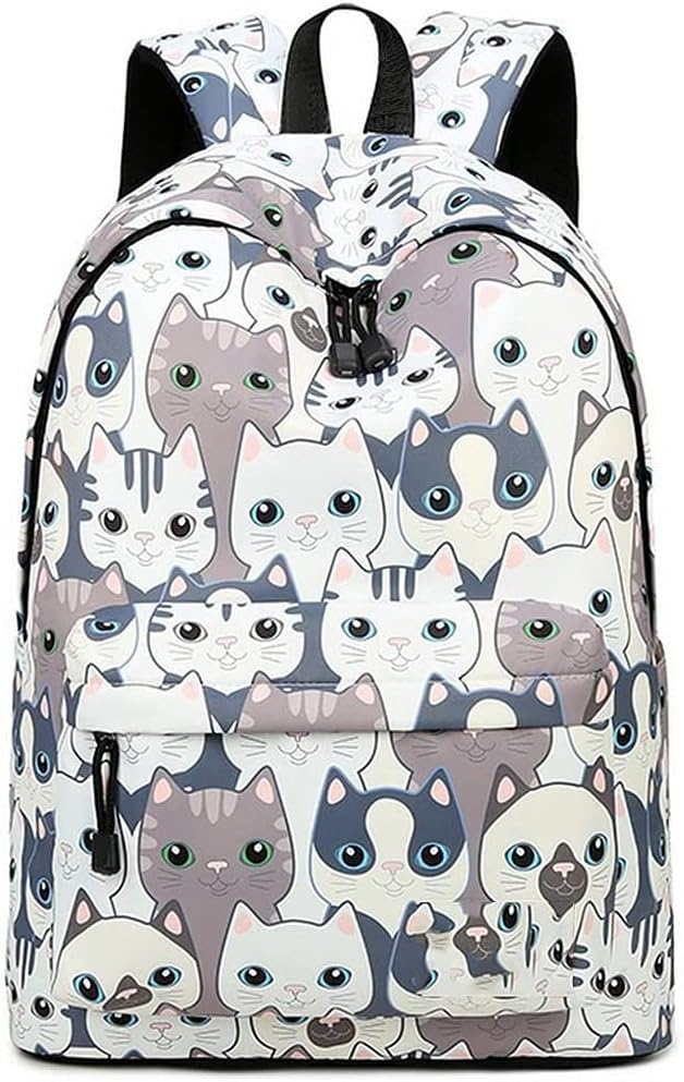 School Backpack for Teens Girls Waterproof Laptop Rucksack Travel Bag Bookbag Lightweight College Daypack Cat