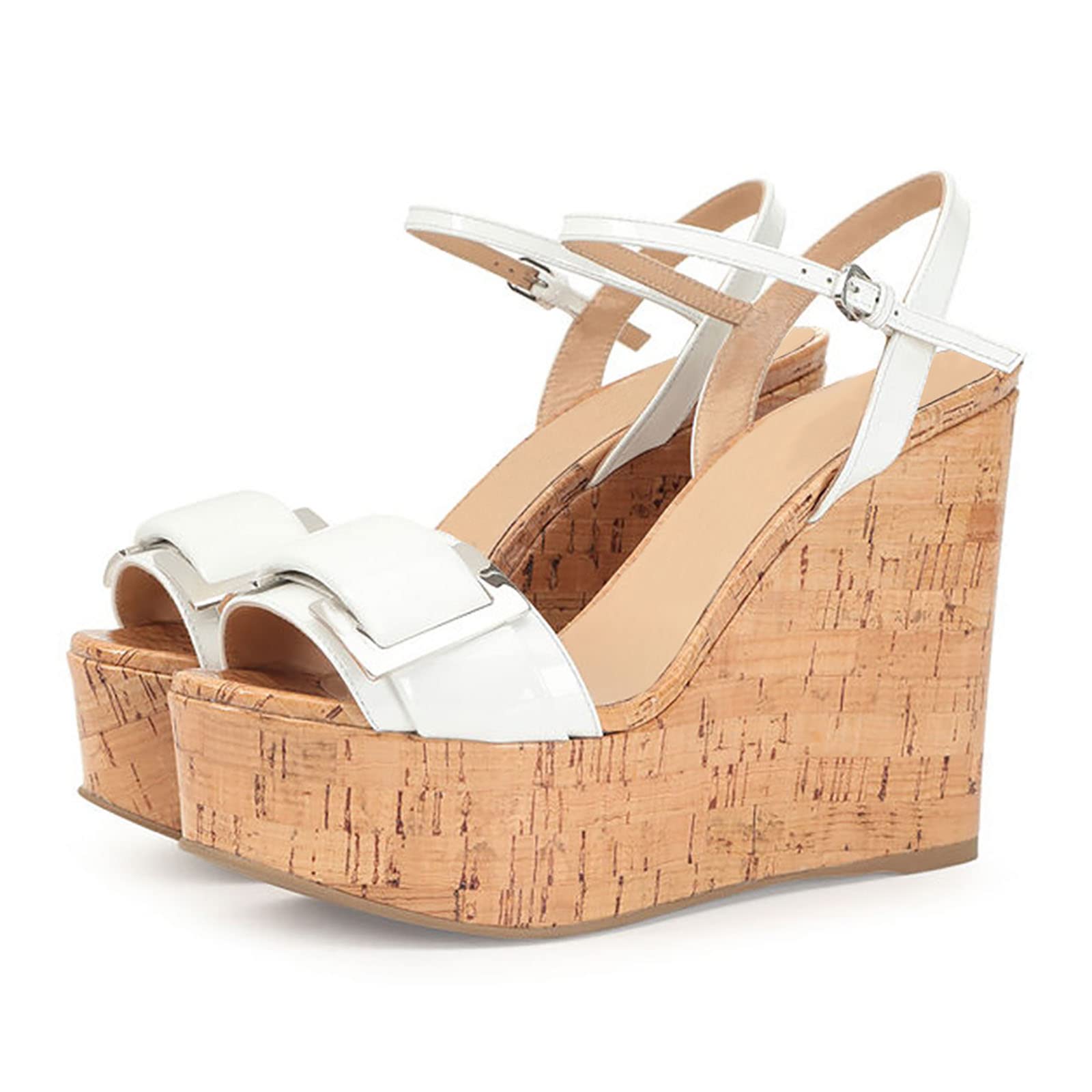 Damskie sandały z odkrytymi palcami, letnie espadryle, pasek na kostkę, eleganckie sandały na platformie, słomkowe buty dla kobiet, koturny