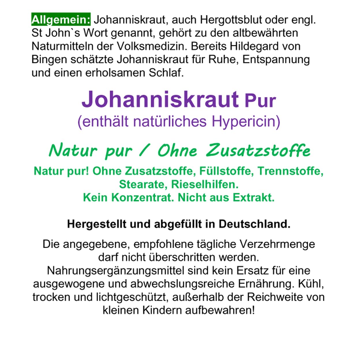 JOHANNISKRAUT 360 Kapseln Ruhe, Entspannung, inneres Gleichgewicht. Psychische Belastbarkeit bei Stimmungstief und innerer Unruhe stärken. 100% NATUR pur. OHNE ZUSATZSTOFFE 26835-360