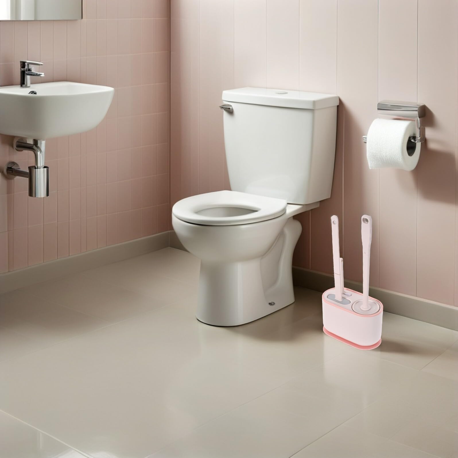 Cabilock Escobilla De Baño De Pared Colgante De Escobilla y Soporte para Inodoro Limpieza Profunda para Baño Mango Fácil Instalación y Almacenamiento