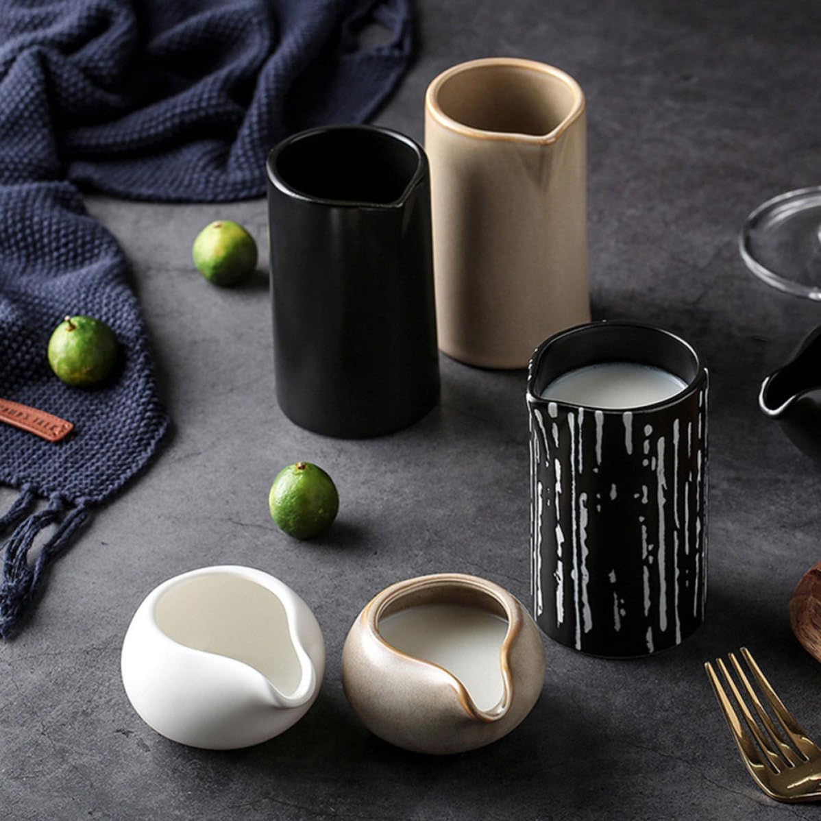 Ceramic Sauce Jugs Set with Spout, 100ml and 200 Ml