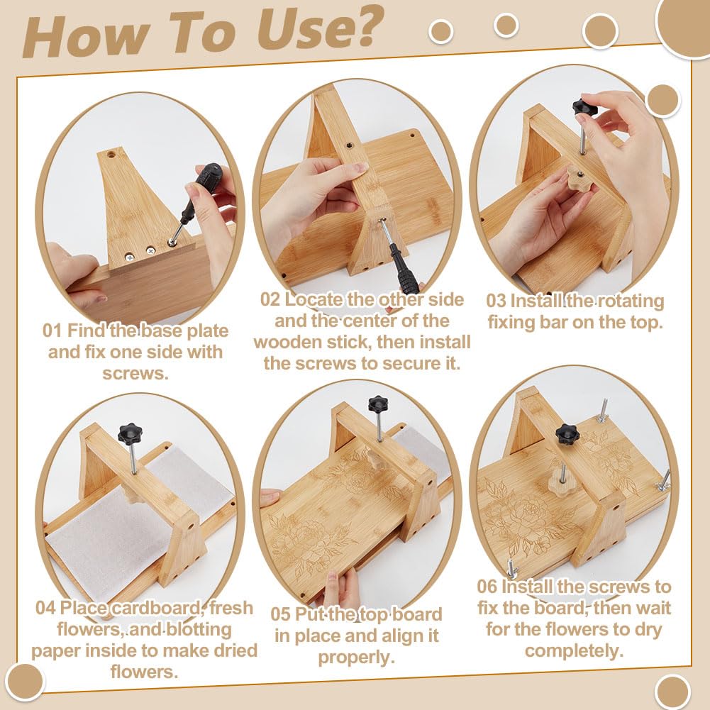 ORIGACH Kit de prensa de flores de impresión uniforme, juego de prensa de flores grande de madera multicapa para preservar flores secas, regalo de arte para amantes de las manualidades, 28 × 21 × 14