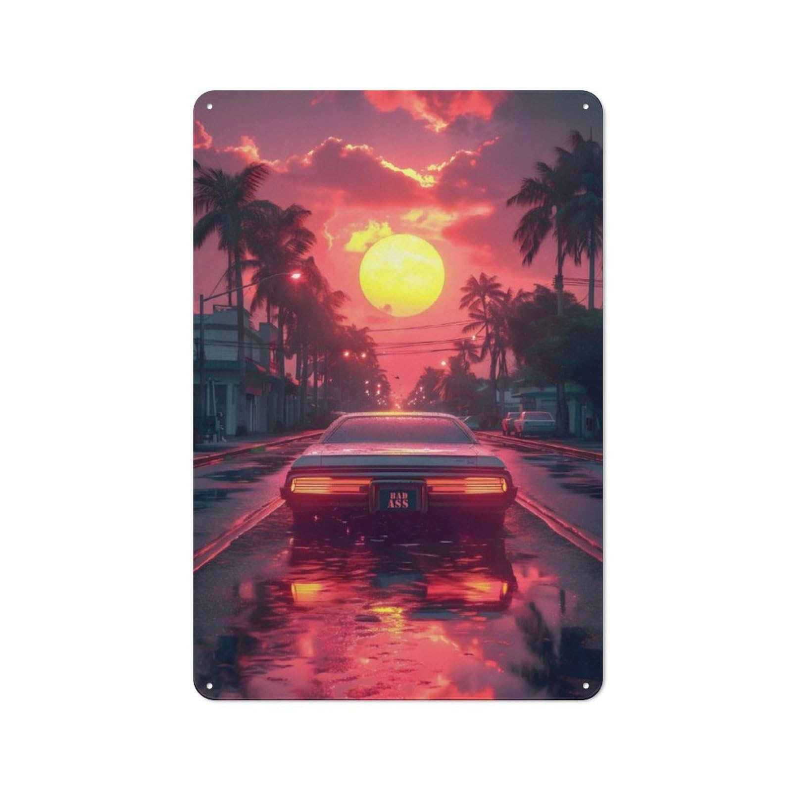Junmoney Synthwave Poster Tin Wall Sign With Design 30X20cm, Classic Bistro Wall Plaque For Bakery, Diner, Cafe Or Family Room