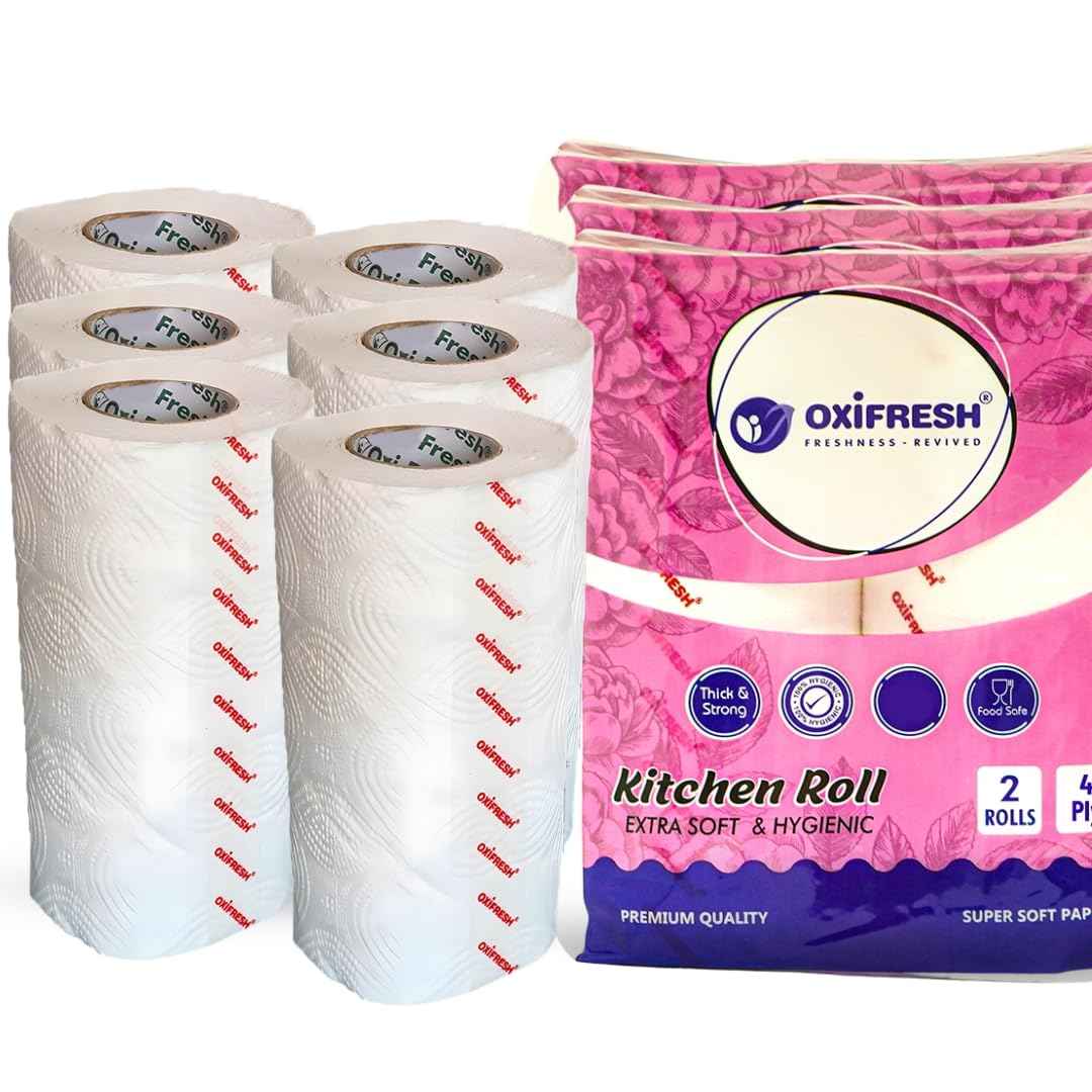 Oxifresh Kitchen Tissue Roll 4 ply | Kitchen towel | Durable, Sturdy, Absorbent, Hygienic, Disposable | 100 pulls/roll | Pack of 2 | 200 pulls | Value Pack-image-30