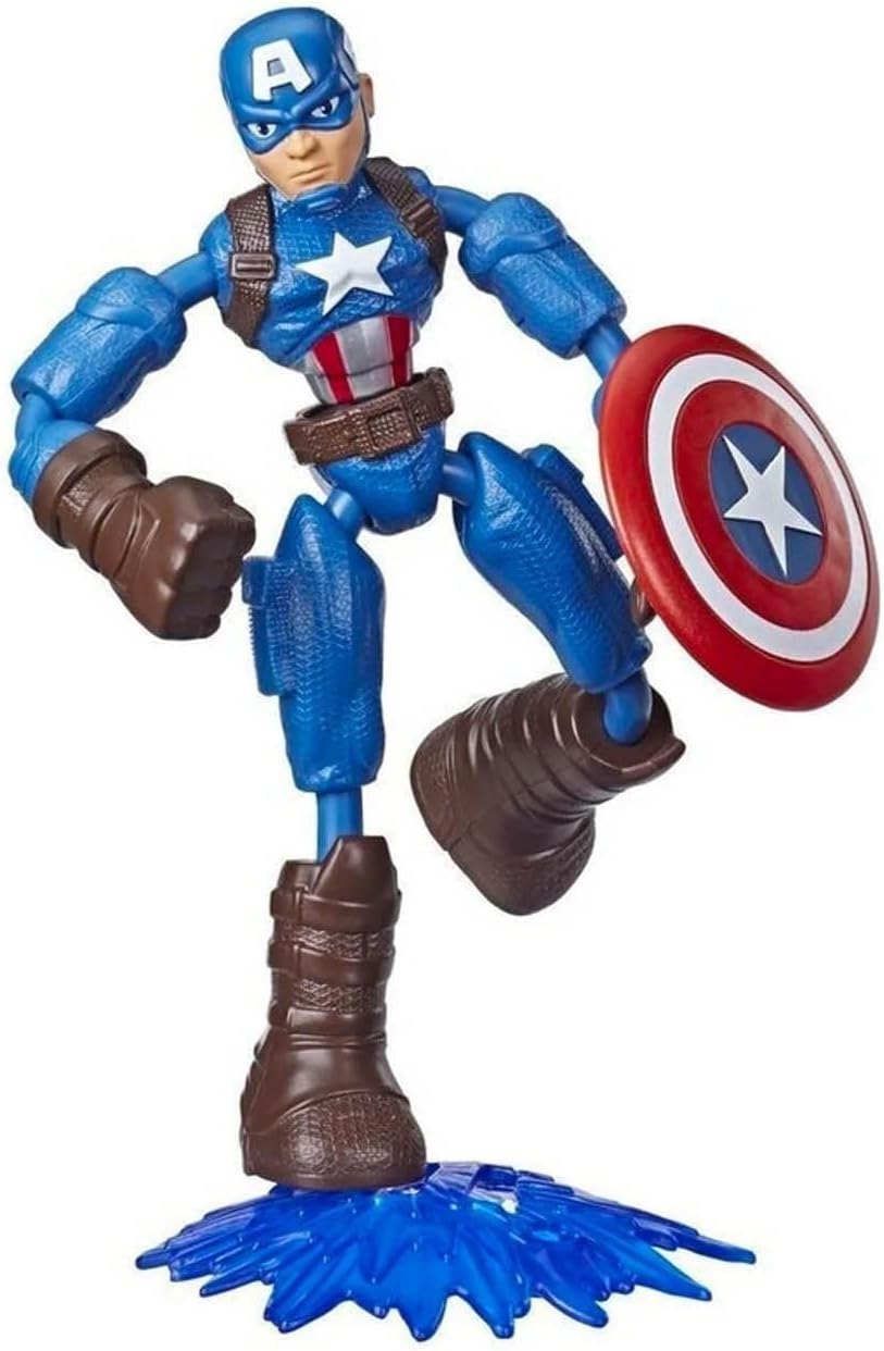 Marvel Avengers Bend And Flex Action Figure Toy, 6-Inch Flexible Captain America, Includes Accessory, Ages 4 And Up