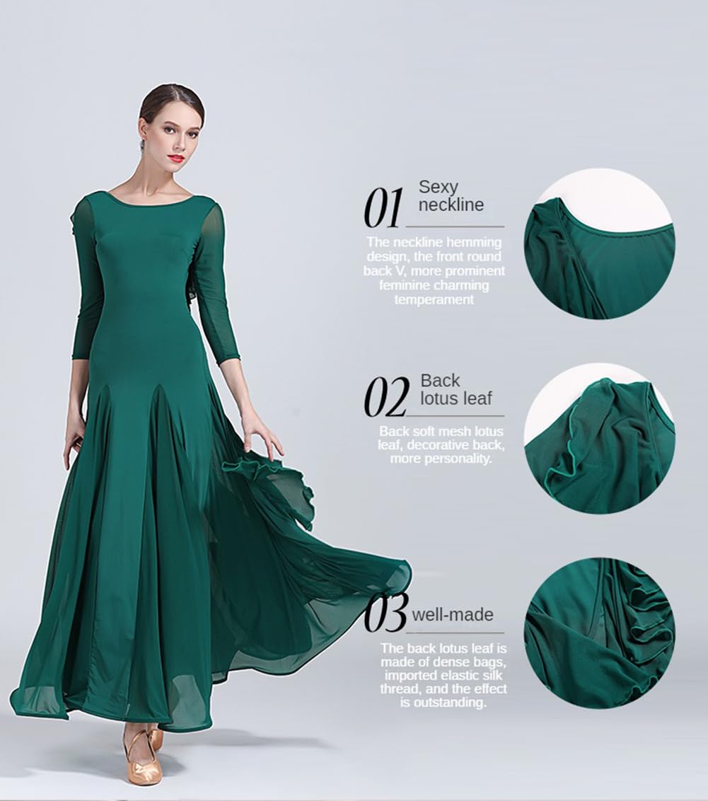 Modernes Gesellschaftstanzkleid für Damen, Rundhalsausschnitt, rückenfreies Design, professionelle Tanzaufführungskleider, nationaler Standardtanz, Walzer-Tango-Kleider