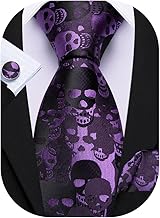 Barry.Wang Men Ties Silk Necktie Set Formal Solid Handkerchief Cufflinks Woven Wedding Business