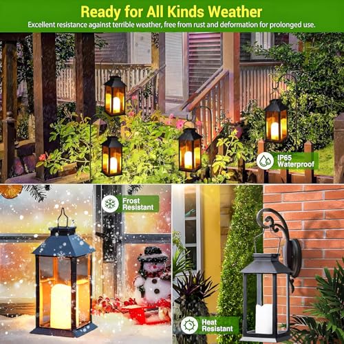 Yowin Solar Lanterns for Outside 2 Pack Hanging Solar Lantern Outdoor Garden with Flickering Candle, Waterproof Garden Gifts Auto On/Off Table Lamp for Balcony Wall Patio Vintage Decorations - Cosy Home Interiors Yowin Solar Lanterns for Outside 2 Pack Hanging Solar Lantern Outdoor Garden with Flickering Candle, Waterproof Garden Gifts Auto On/Off Table Lamp for Balcony Wall Patio Vintage Decorations - Image 5