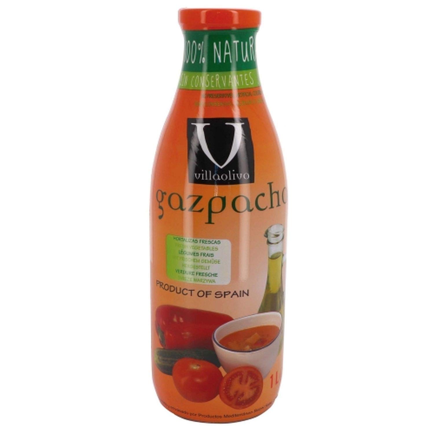 Gazpacho Litro 100% Natural Sin Conservantes Sin Gluten